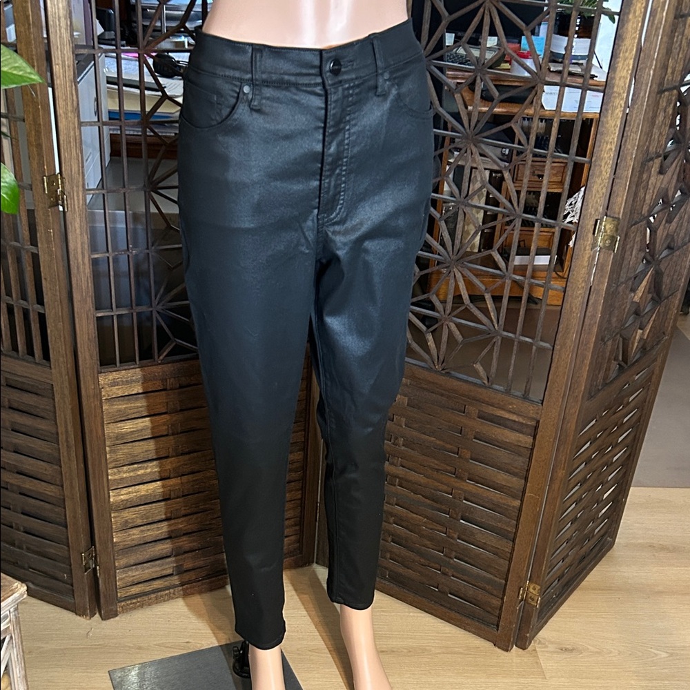 NWOT EXPRESS HI RISE SKINNY BLACK SHINY JEANS 10R